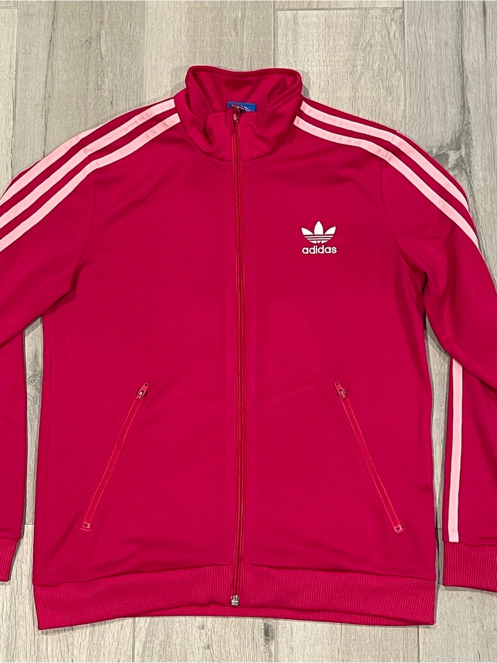 Adidas Originals Pink 3-Stripes Track Jacket Youth 11-12Y Trefoil Full Zip